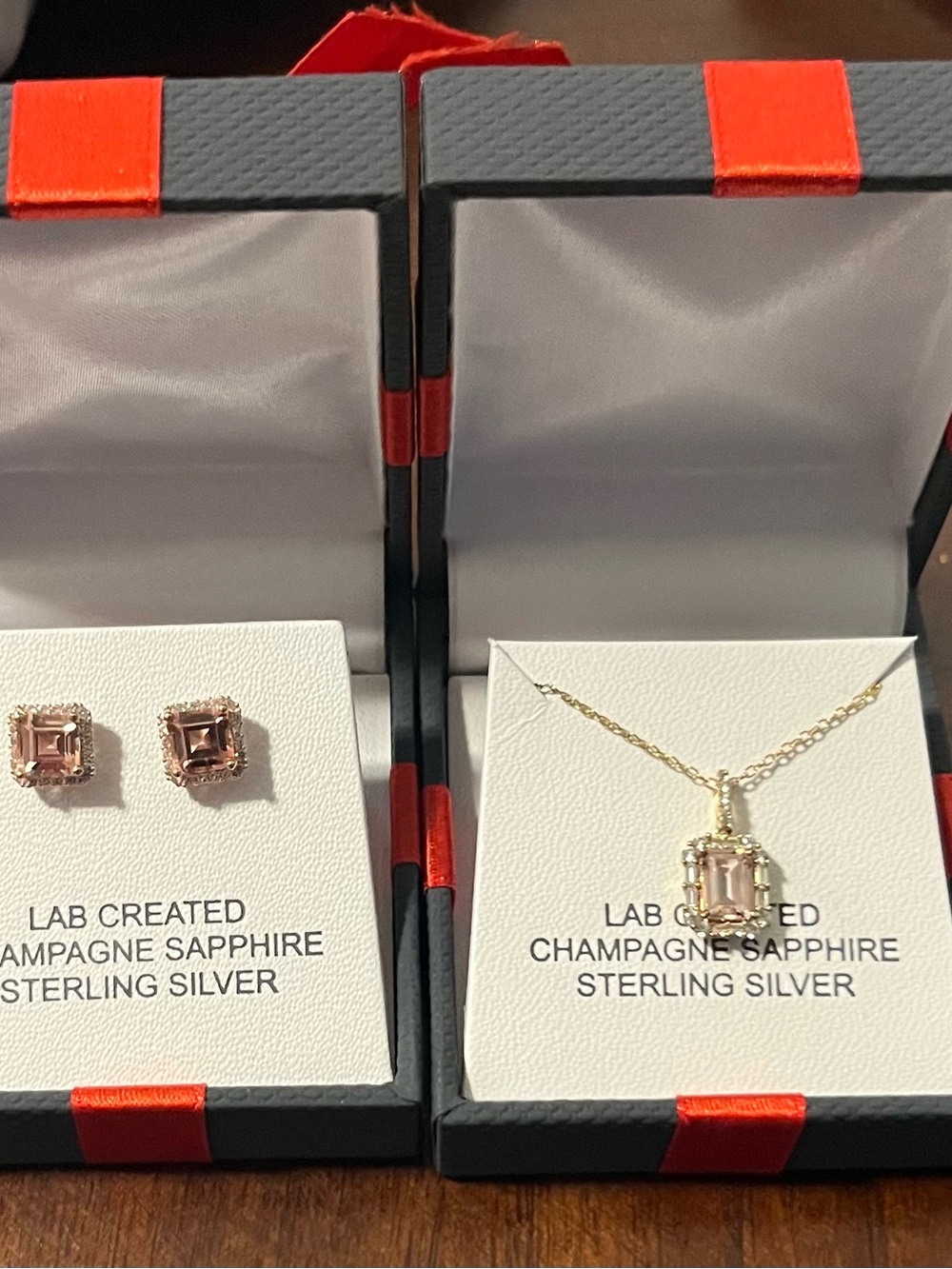 Jordan Champagne Sapphire Earrings and Pendant Set
